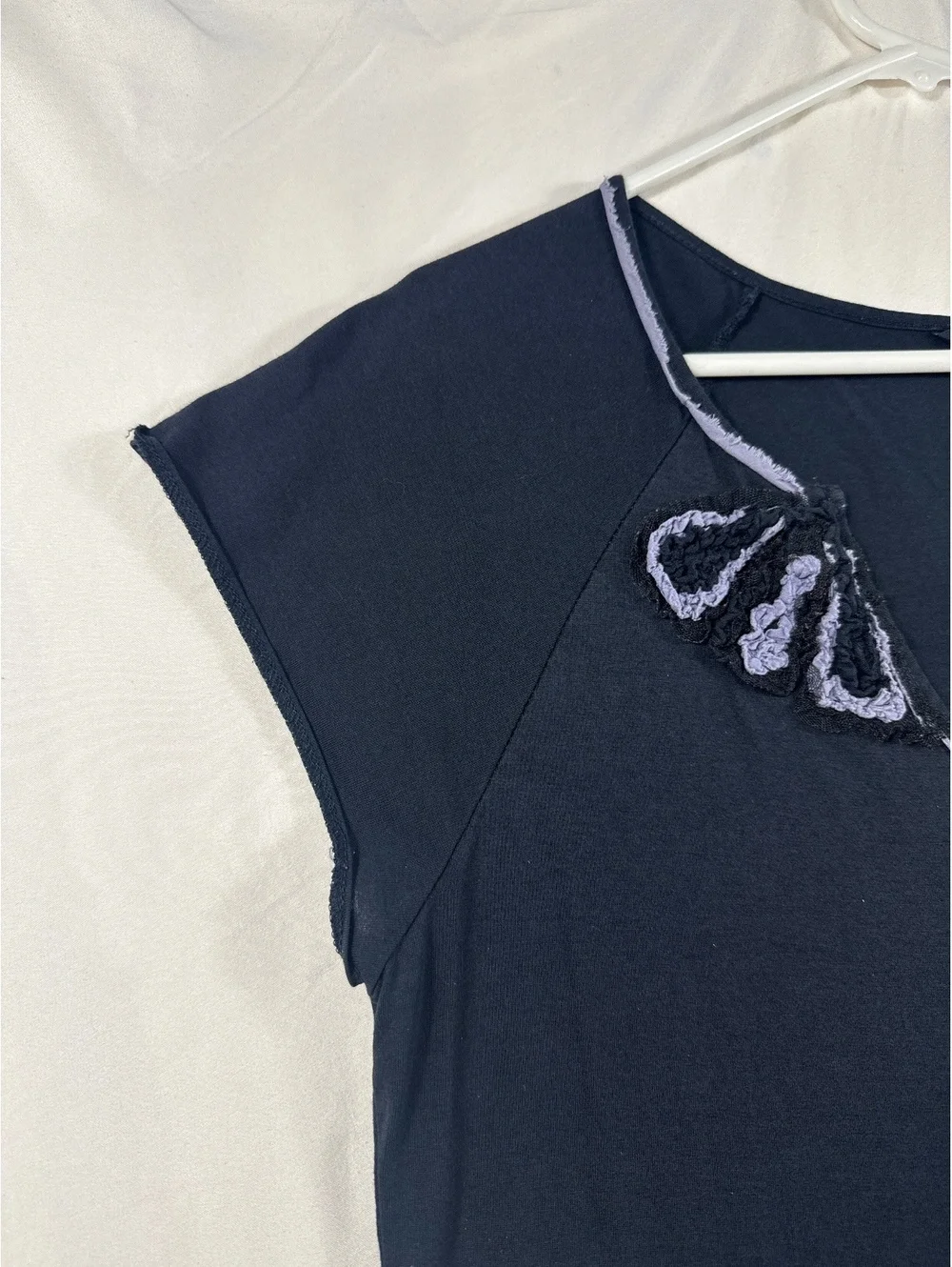 Banana Republic Black Short Sleeve Top with Decorative Neckline